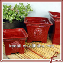 red square ceramic glazed flower pot